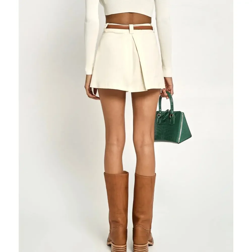 New $122 Kourt ecru skirt skort pleated size 2 - Picture 2 of 5